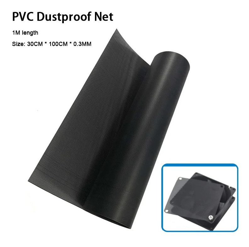 1pc Black 1M PC Dust Filter Mesh Computer Fan Cover PVC Dustproof Net  - NEW