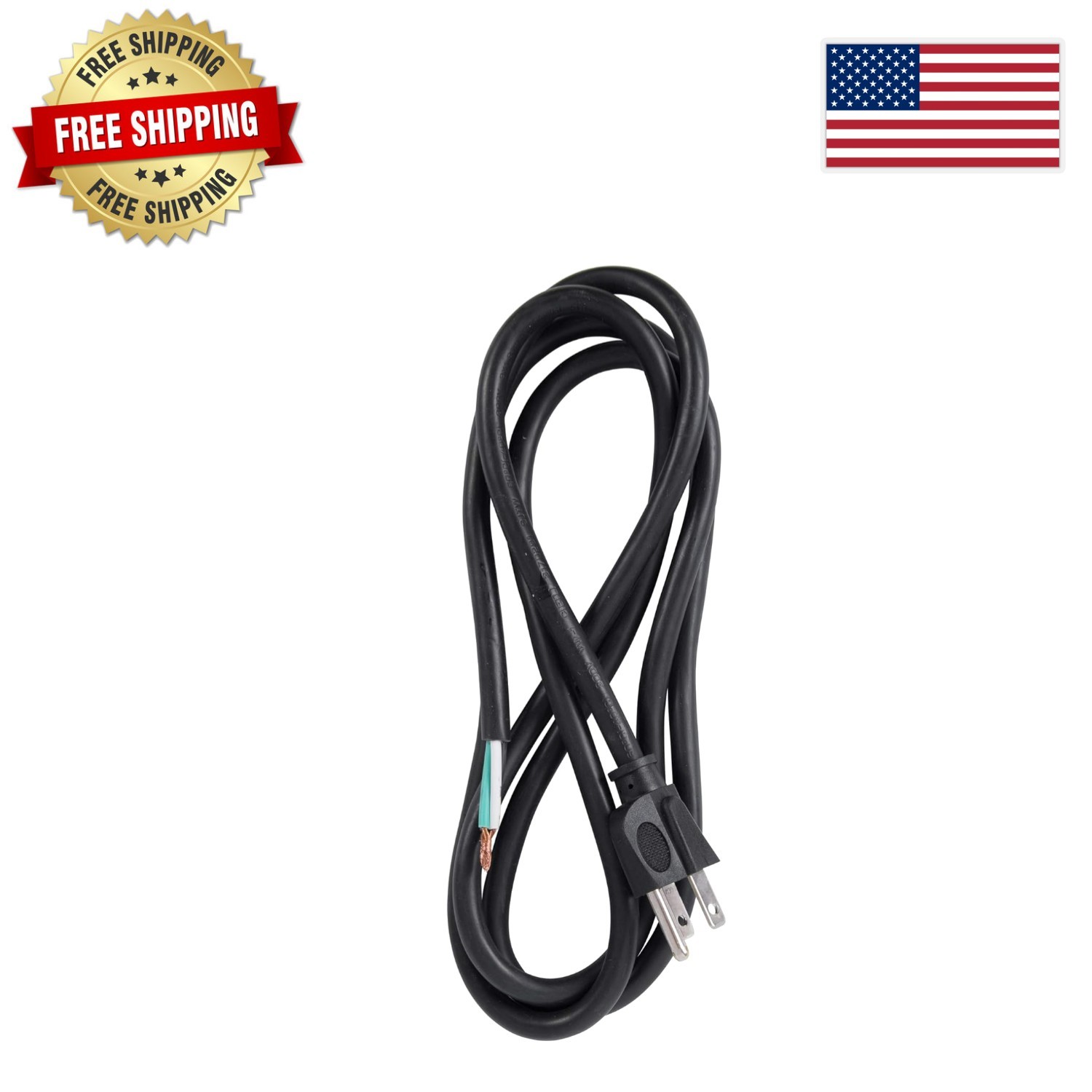 Versatile 9 ft Replacement Power Cord - Heavy Duty 15 Amp for Tools & More