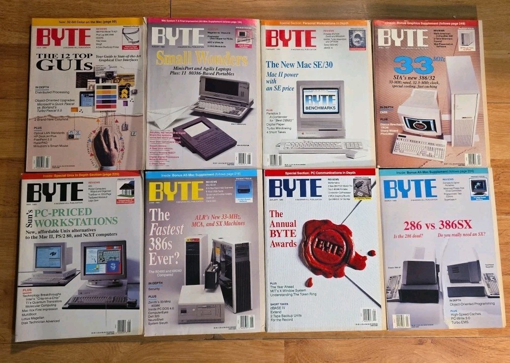 Lot of 8  Byte Magazine - 1989 vintage computer ibm apple