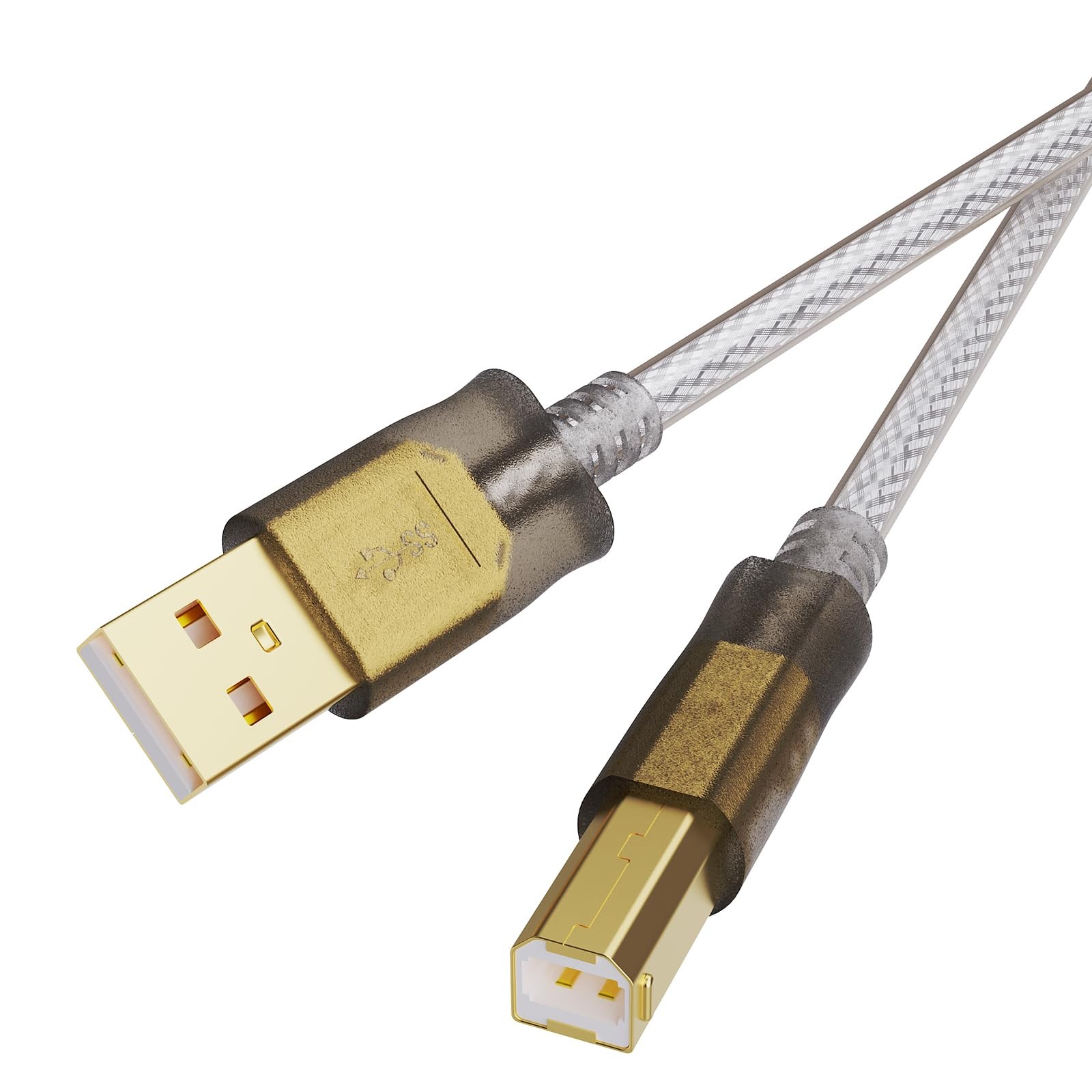 Printer Cable 25Ft,2.0 Scanner ['25 Ft/8M'], Translucent silver
