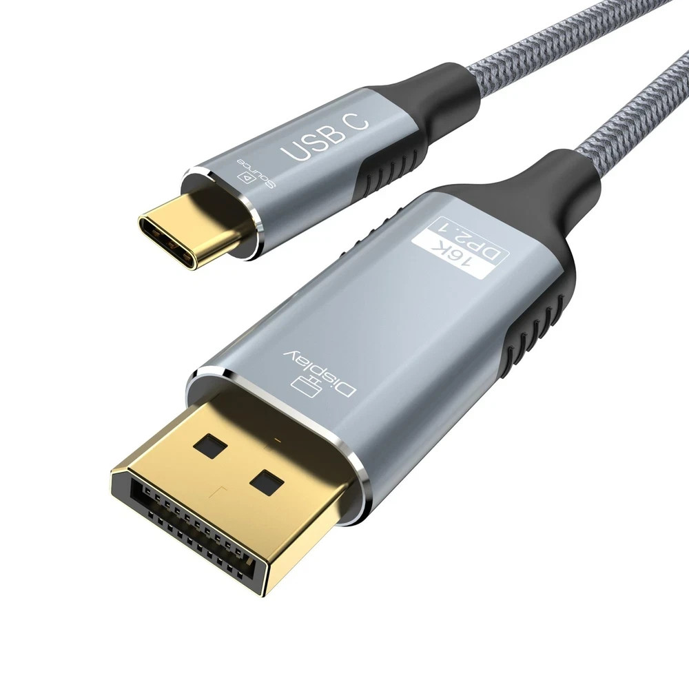 USB C to DisplayPort 2.1 Cable 16K-30Hz 8K-120Hz 40Gbps 10FT - High-Speed Video
