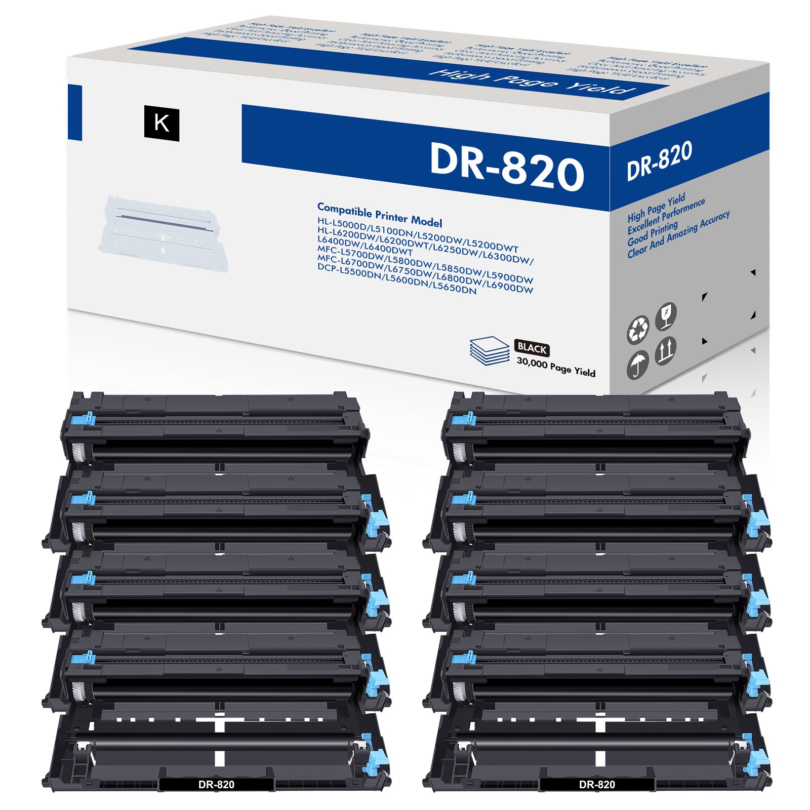 8 Pack DR820 Drum Unit Fits for Brother HL-6300DW HL-6400DW MFC-5700DW DCP-5650D