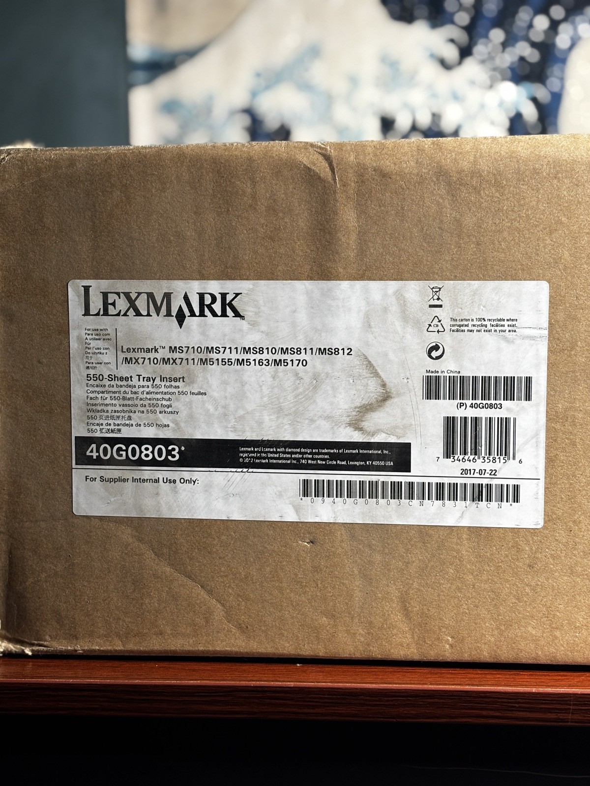 New Open Box Lexmark 550 Sheet Tray Insert 40G0803