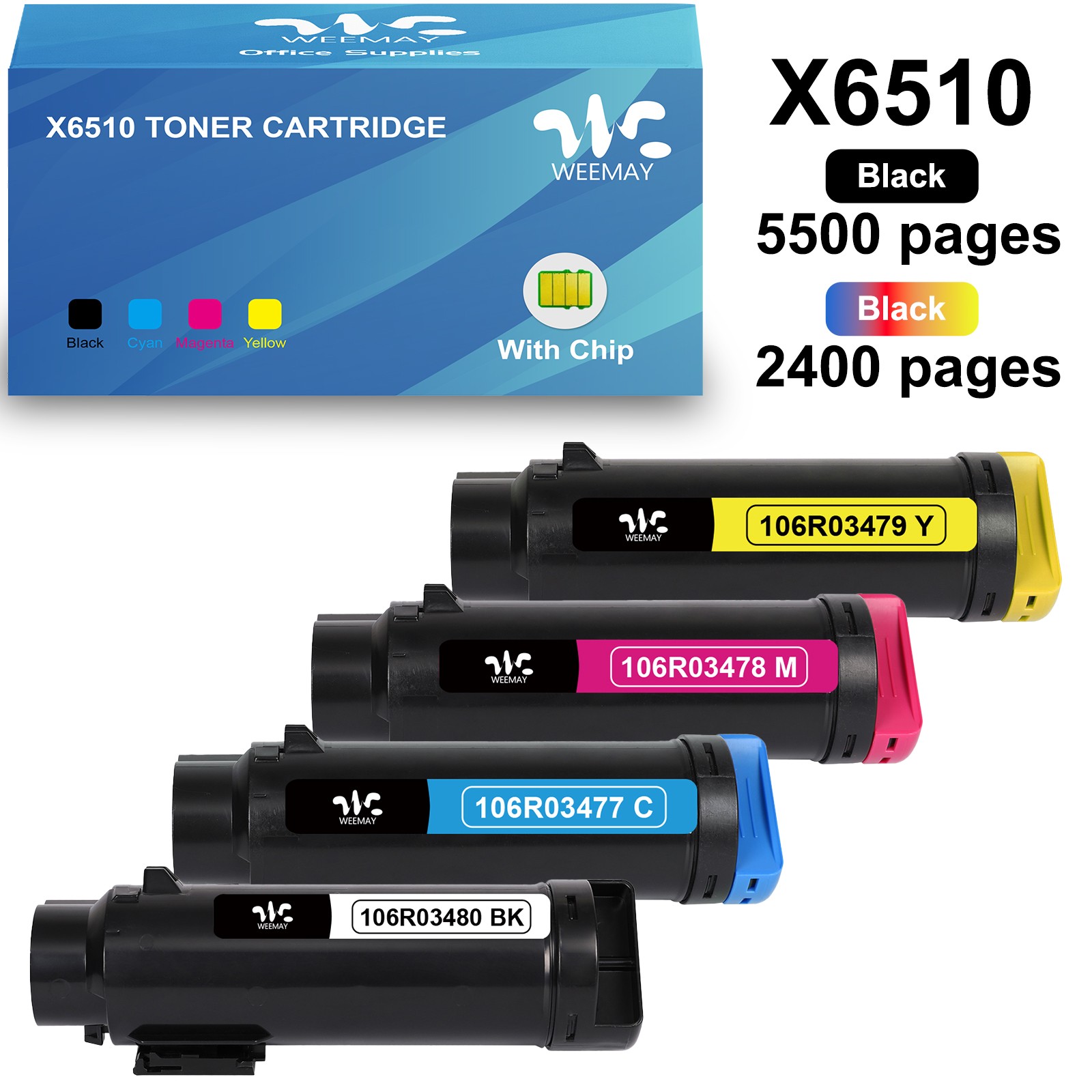 X6510XK Toner Cartridges X6510XC M Y 106R for Xerox Phaser 6510 WorkCentre 6515