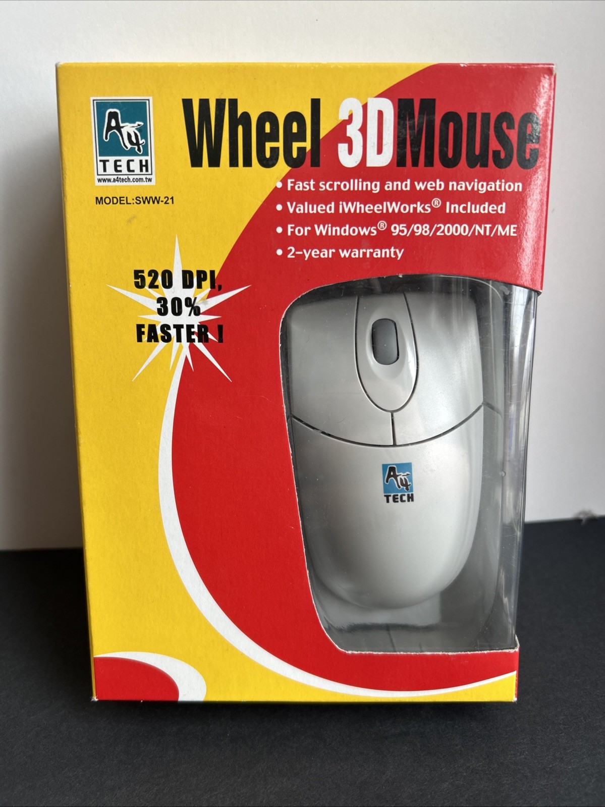New Vintage Scroll Wheel Mouse for Windows 95/98/2000/NT/ME SWW-21 A4TECH NOS