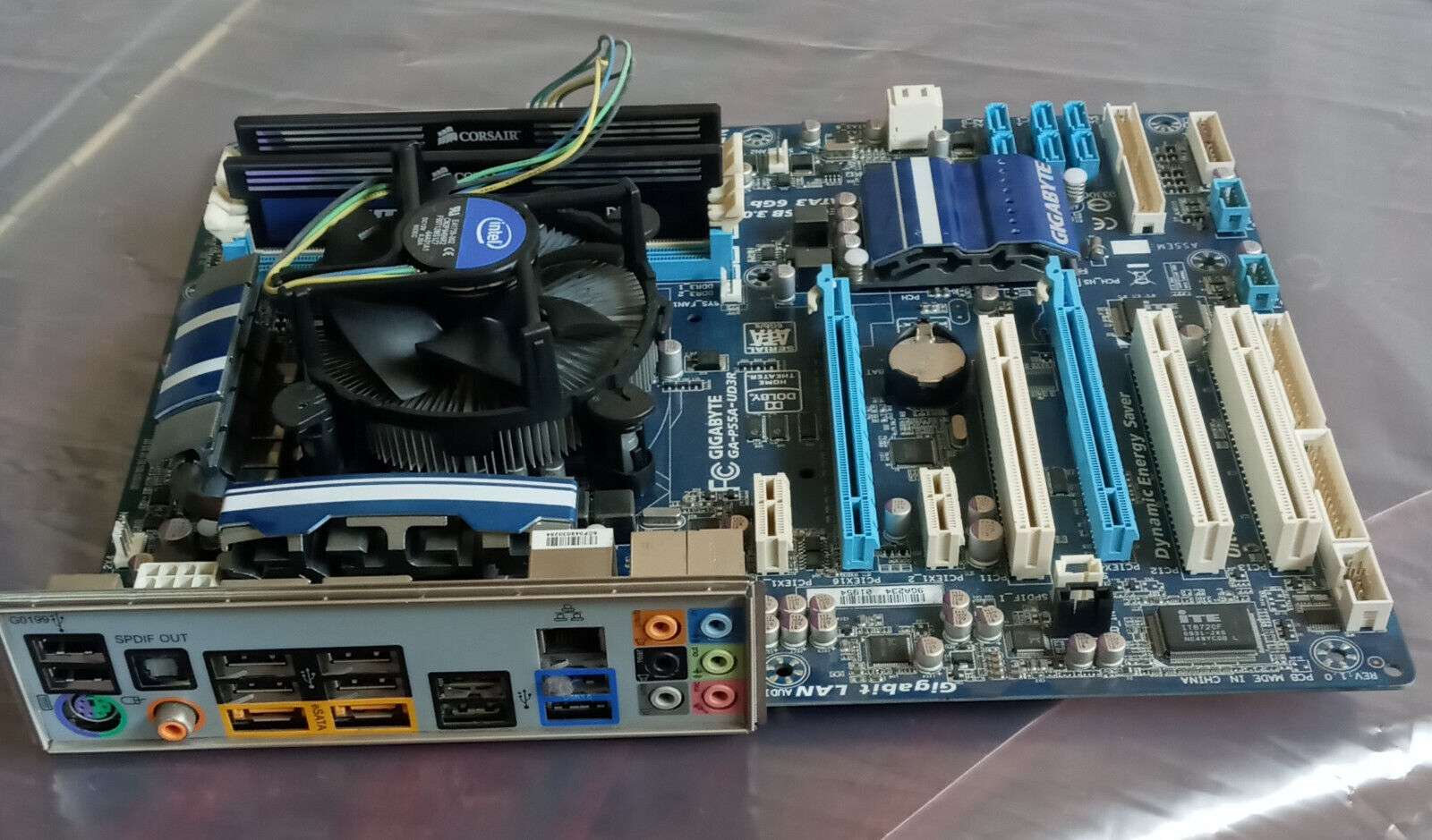 Gigabyte Intel i7 Motherboard with 8GB RAM model GA-P55A-UD3R - Clean and Tested