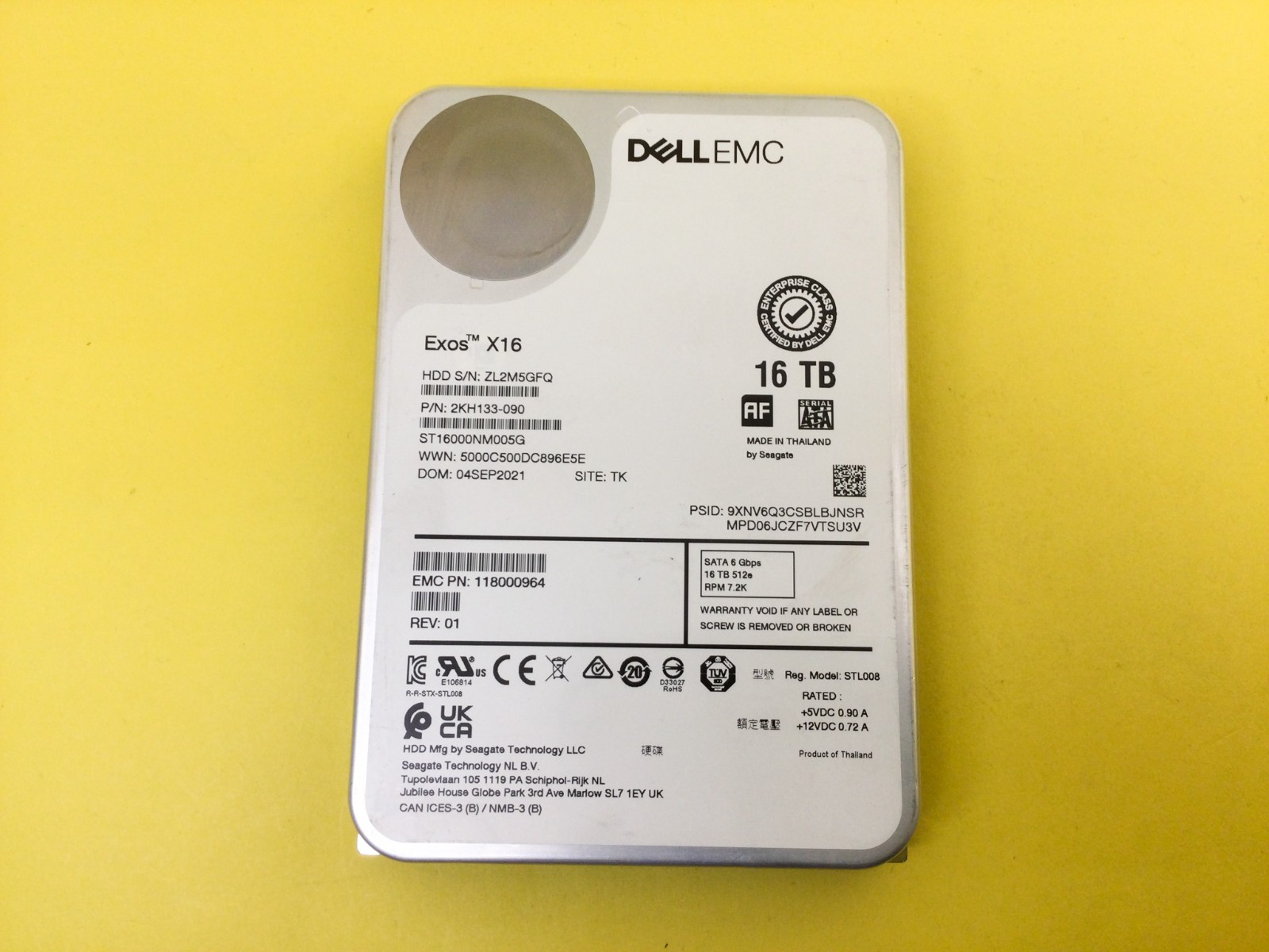 EMC Seagate Exos X16 16TB 7.2K SATA 6Gbps 3.5in 512e HDD ST16000NM005G 118000964
