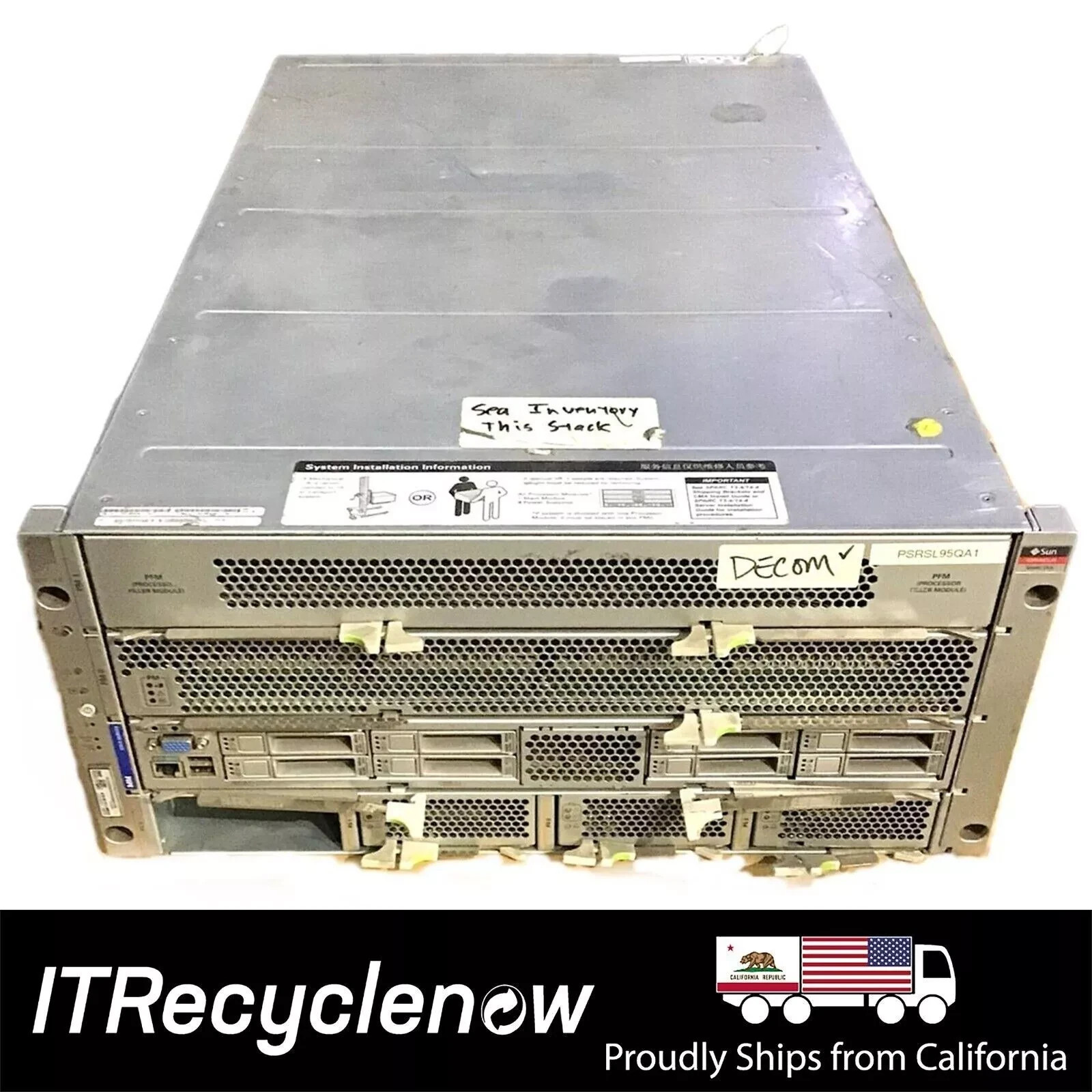 Sun Oracle SPARC T4-4 5U 8 Bay Server 2.5" SAS 4x 2060W 1x 10GbE QSFP 64GB DDR3
