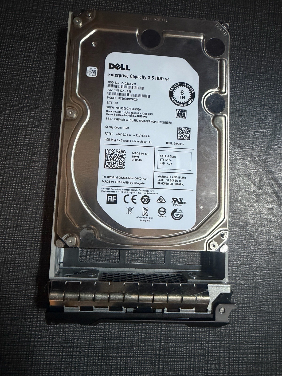 Excellent  3.5" 6TB  Dell Enterprise Class SATA  Hard Drive ST6000NM0024