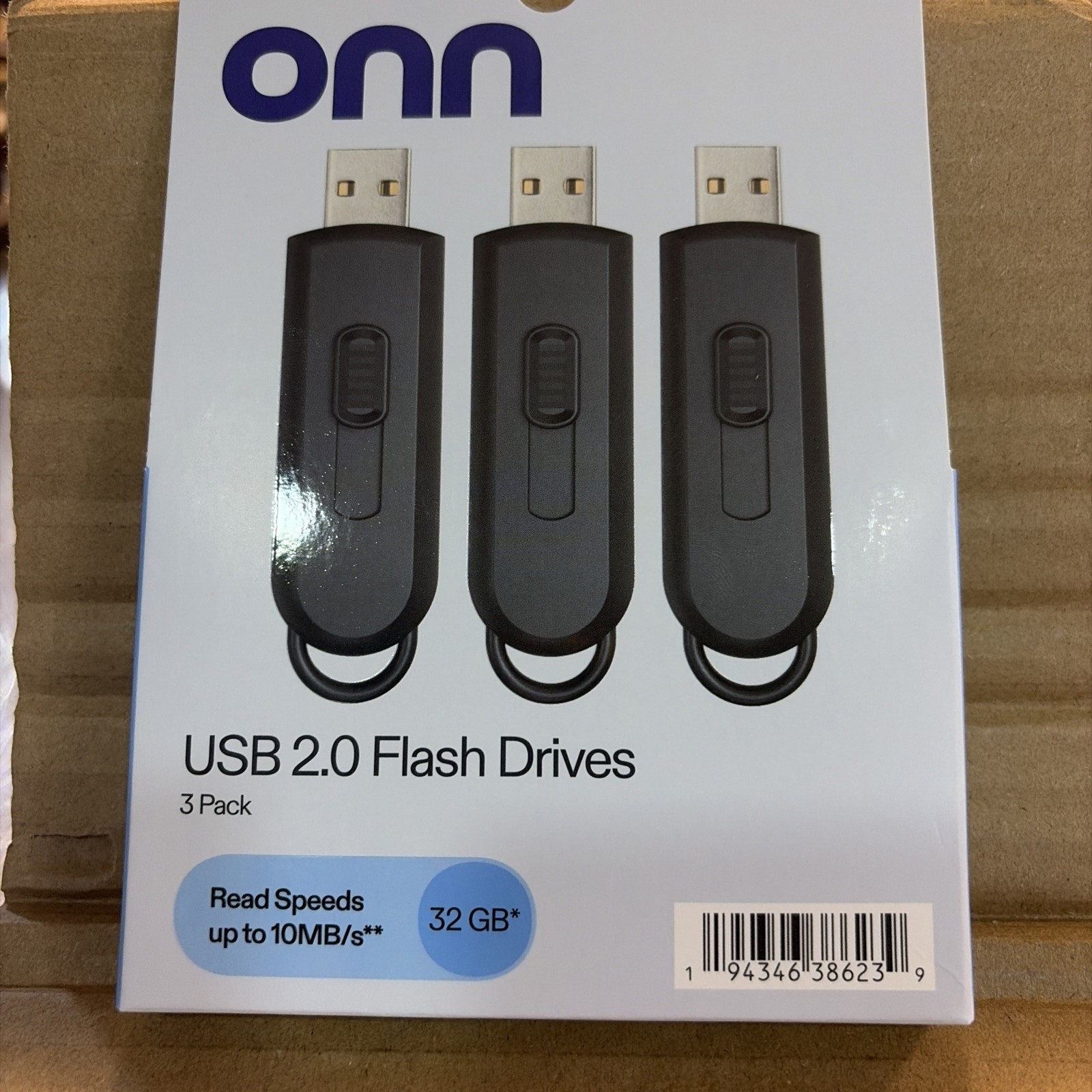 Onn. USB 2.0 Flash Drives . 32 GB. 3 Pack