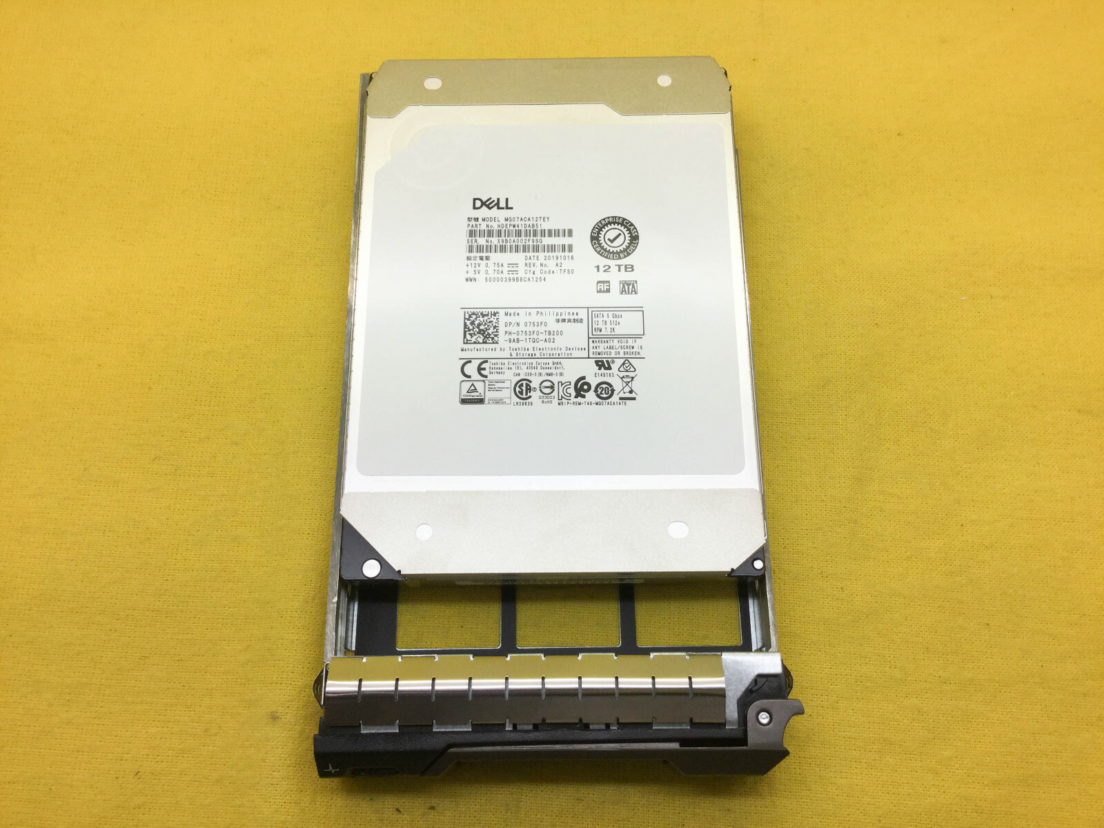 753F0 DELL 12TB 7.2K SATA 6Gb/s 3.5'' 512e HDD MG07ACA12TEY 0753F0