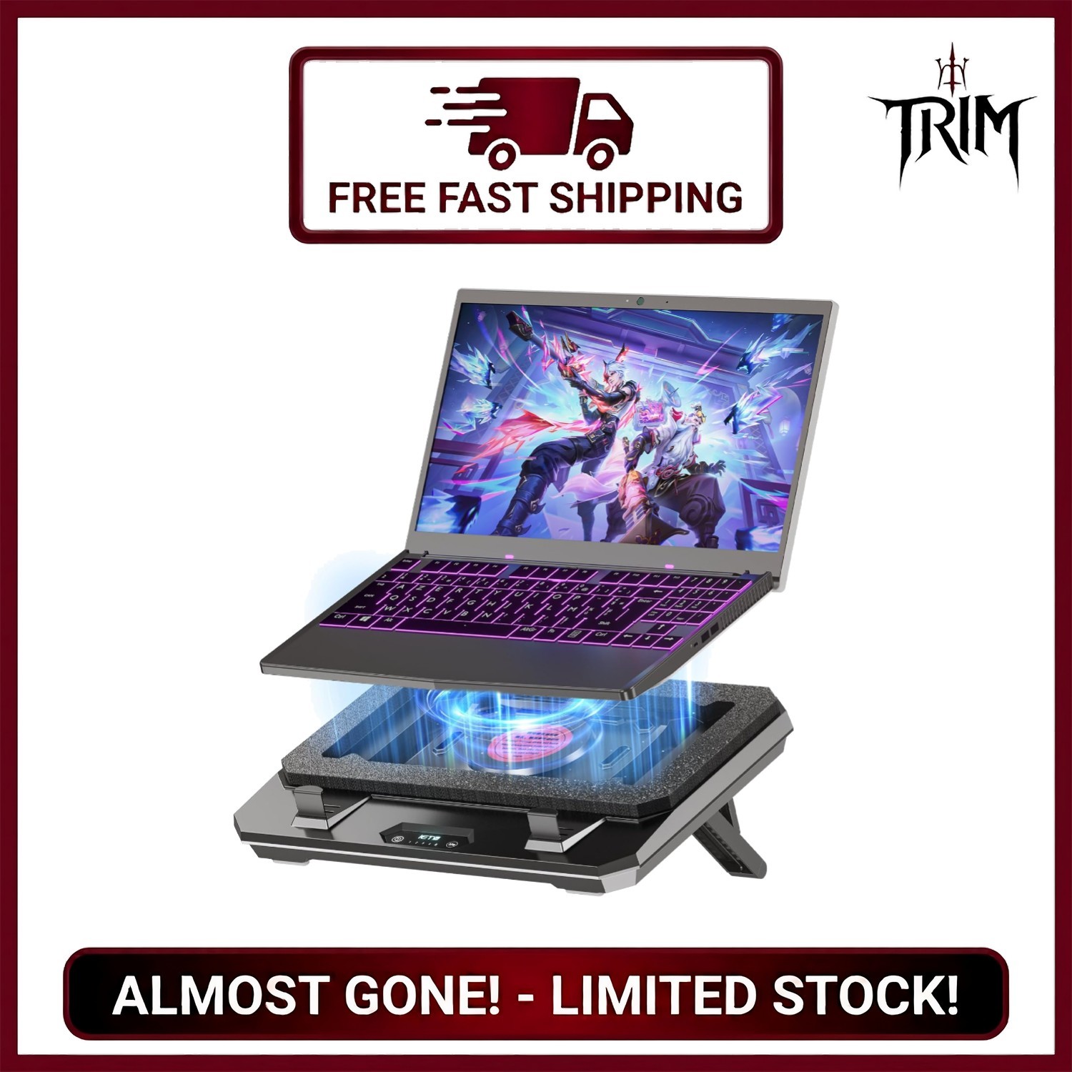 GT300 Upgraded Laptop Cooling Pad 10-17 Inch Gaming Stand Adjustable Fan Turbo