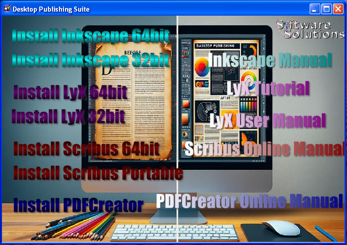 Desktop Publishing Suite software for  Home and Business use royalty free