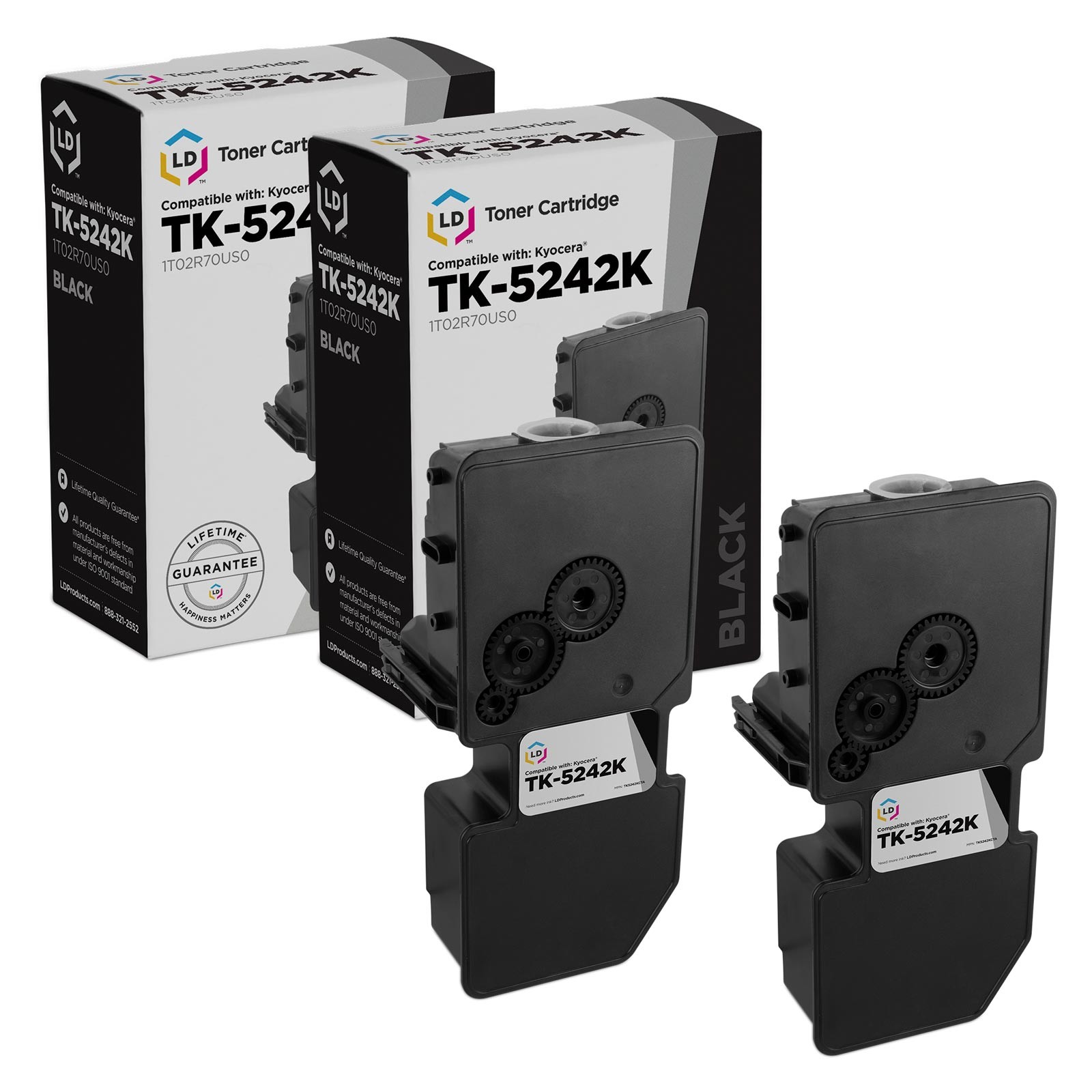LD Compatible Kyocera TK-5242K Black Toner 2-Pack for ECOSYS M5526cdw, P5026cdw