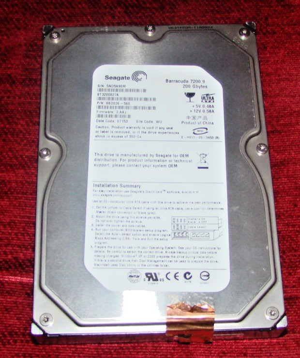 Seagate Barracuda 7200.9 Plus 200GB Internal 7200RPM 3.5" (ST3200822A) HDD GC