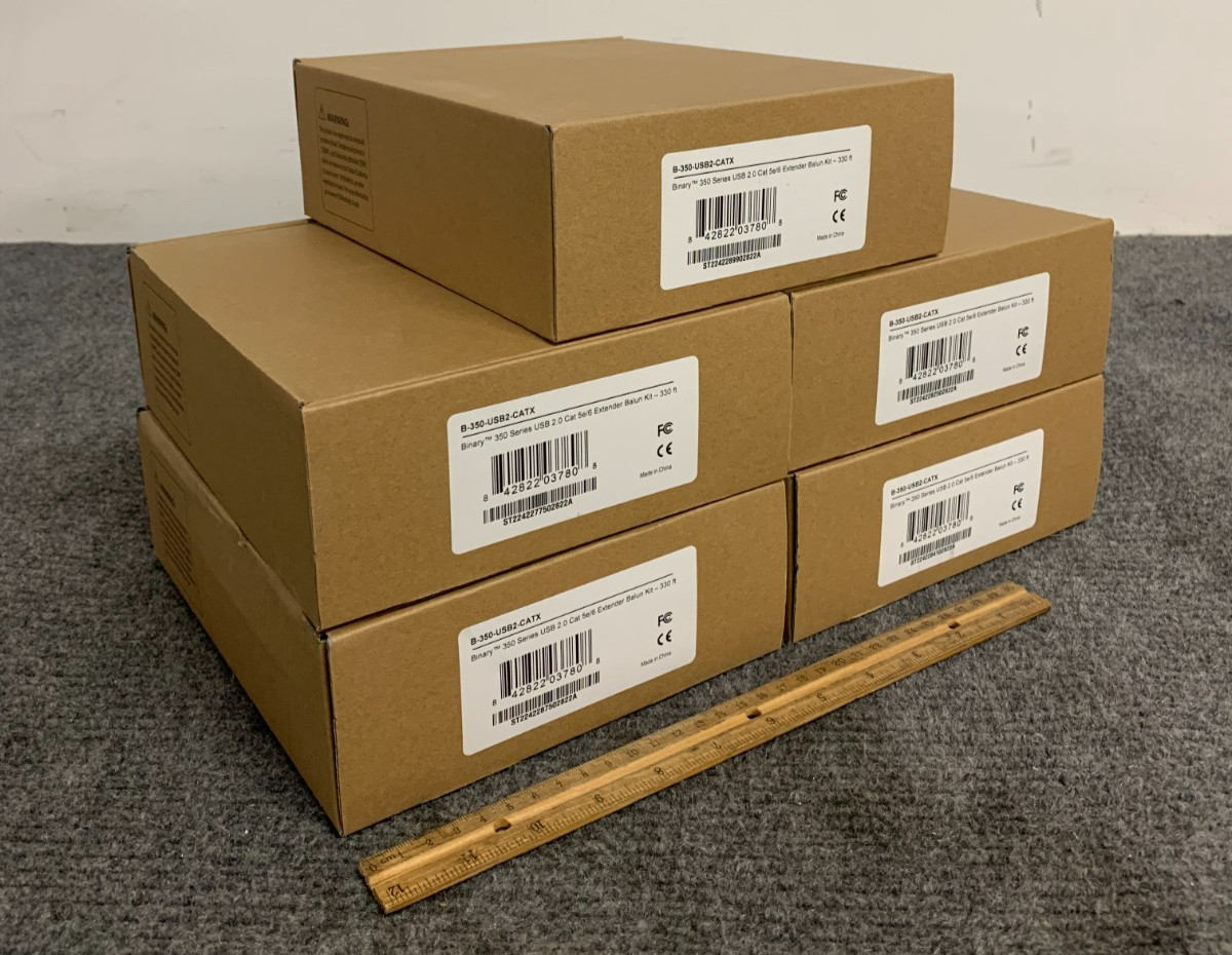Lot of 5 Binary 350 Series B-350-USB2-CATX USB 2.0 Extender Balun Kit - Open Box