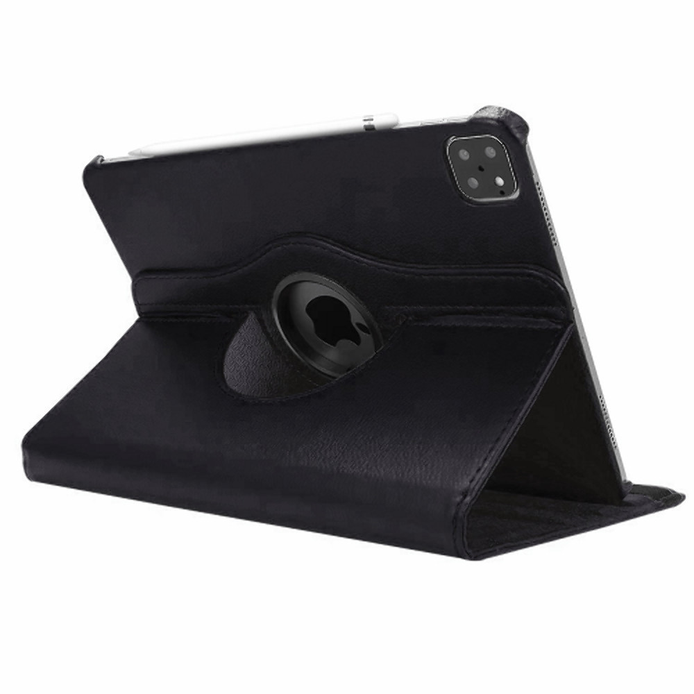 Leather Flip Rotating Portfolio Stand Case BLACK for iPad Pro 12.9" 2020/2021