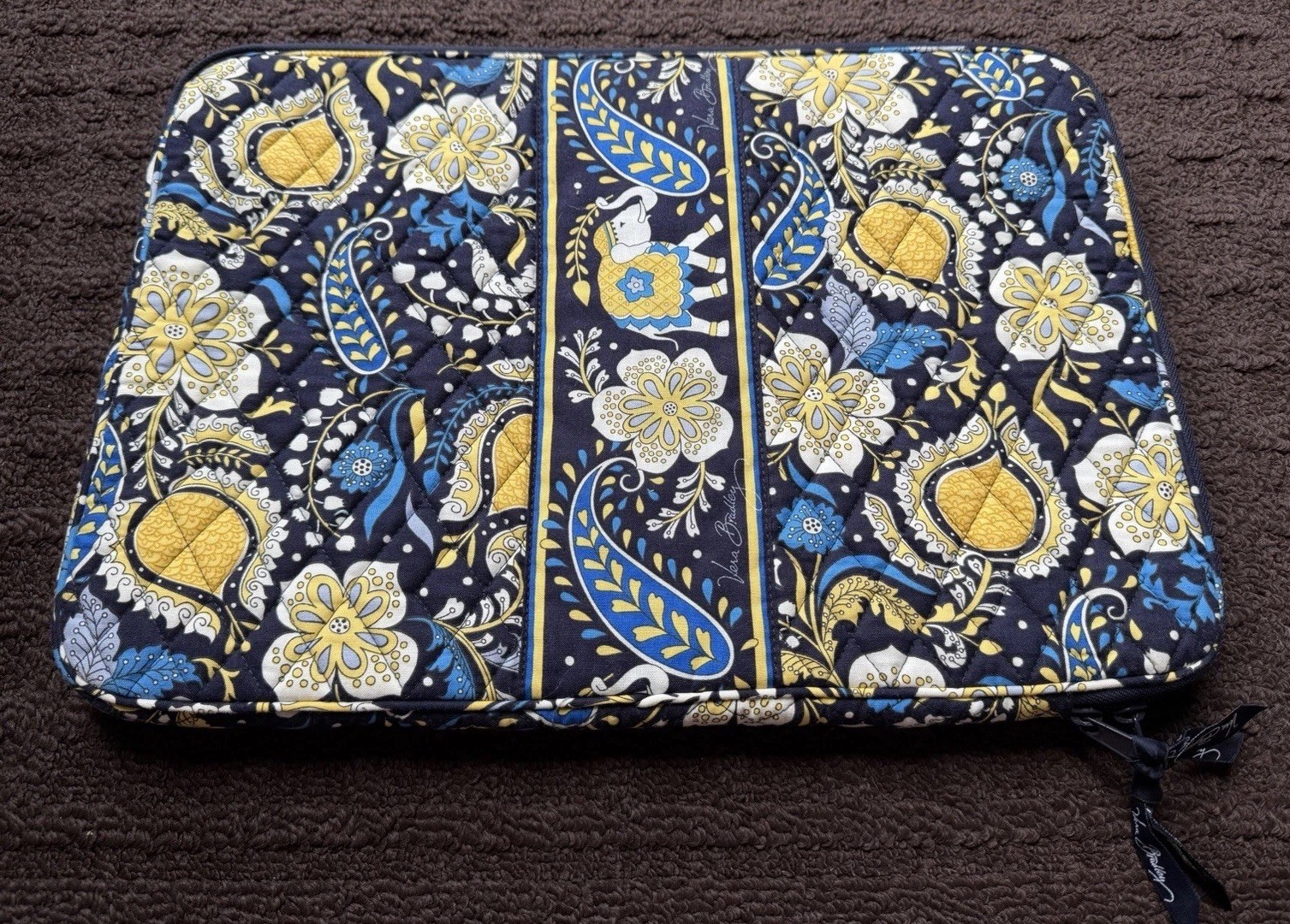 Vera Bradley ELLIE BLUE Elephant Print Laptop Case 2012 Retired 17x12