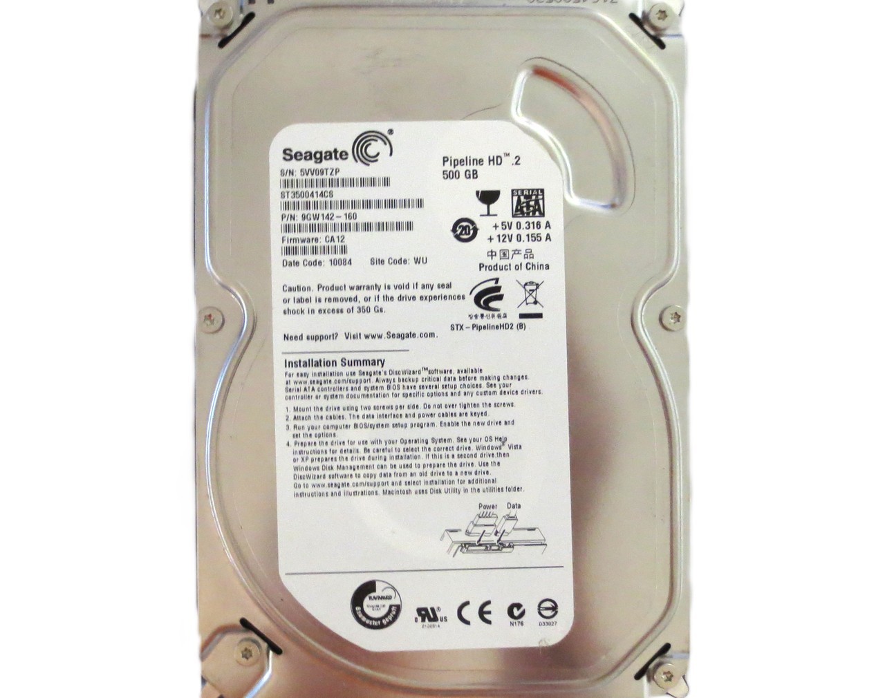 Seagate ST3500414CS 9GW142-160 CA12 (5VV) WU China 500gb 3.5" Sata HDD 08/2009