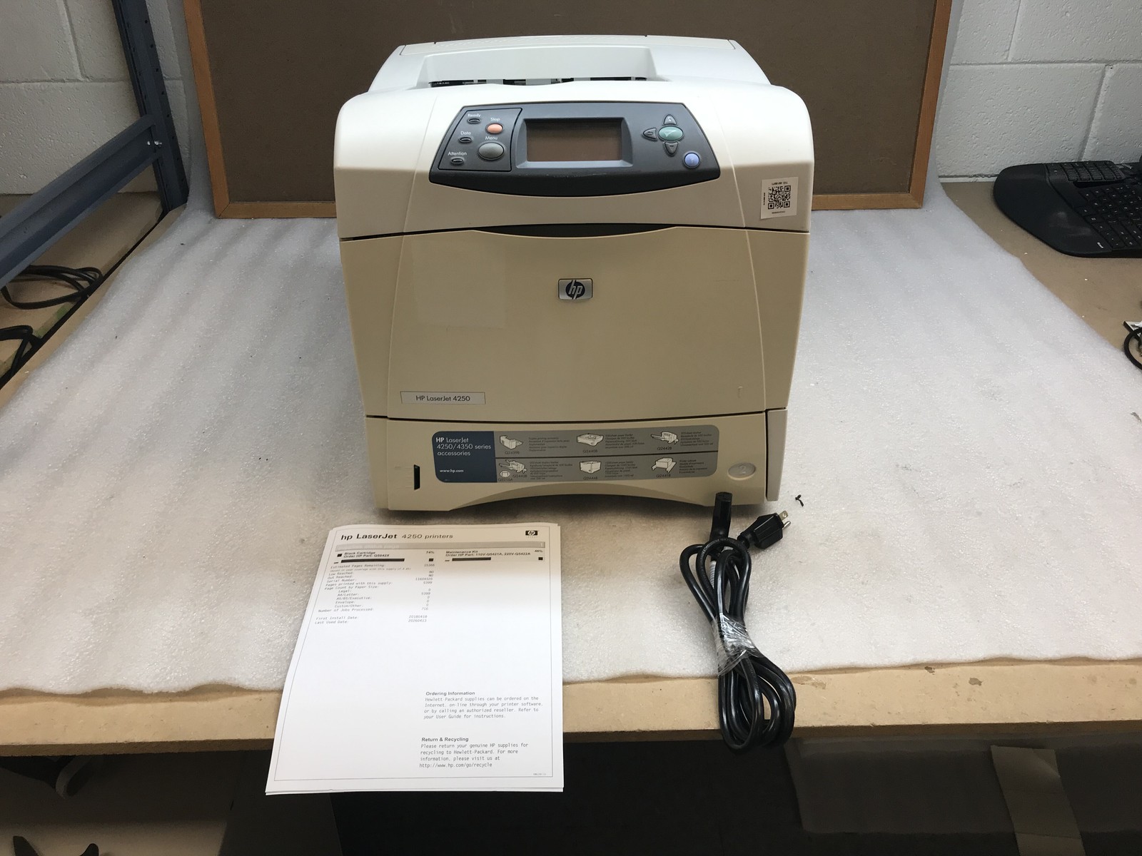 HP Laserjet 4250 - Q5400A Monochrome Laser Printer w/ 122K Pages & 74% Toner