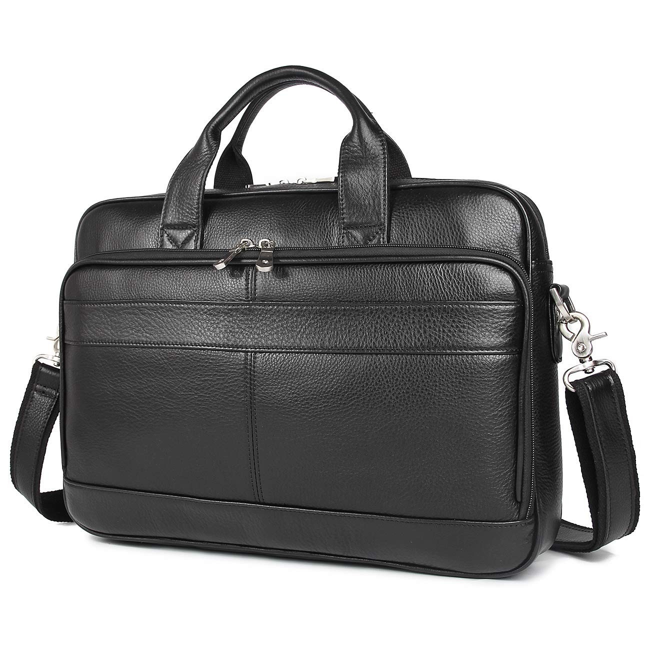 Leather Briefcase for Men, 16 Inch, Black