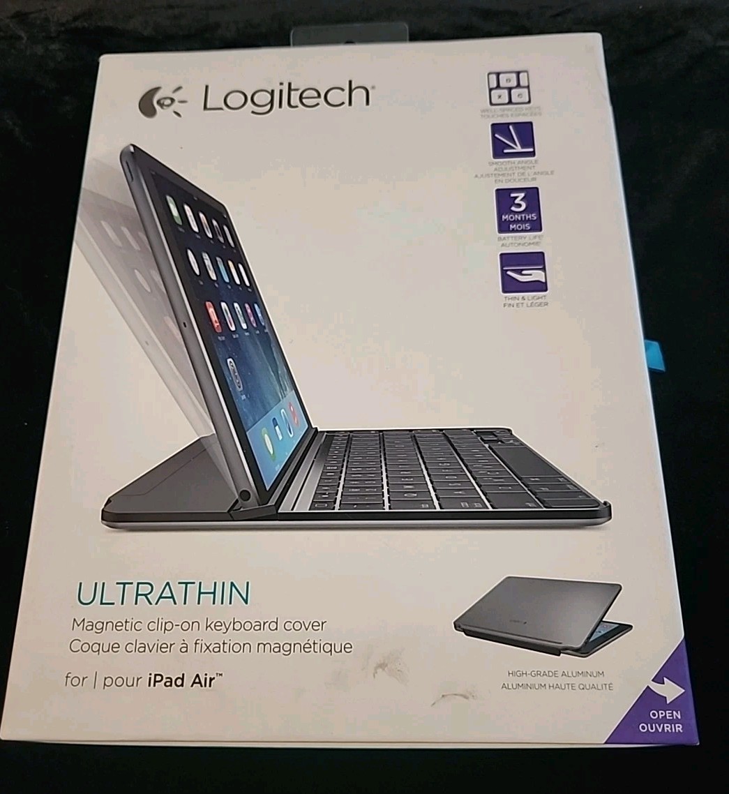 Logitech Ultrathin Magnetic Clip-On Keyboard  for iPad Air , Black, No Charge Ca