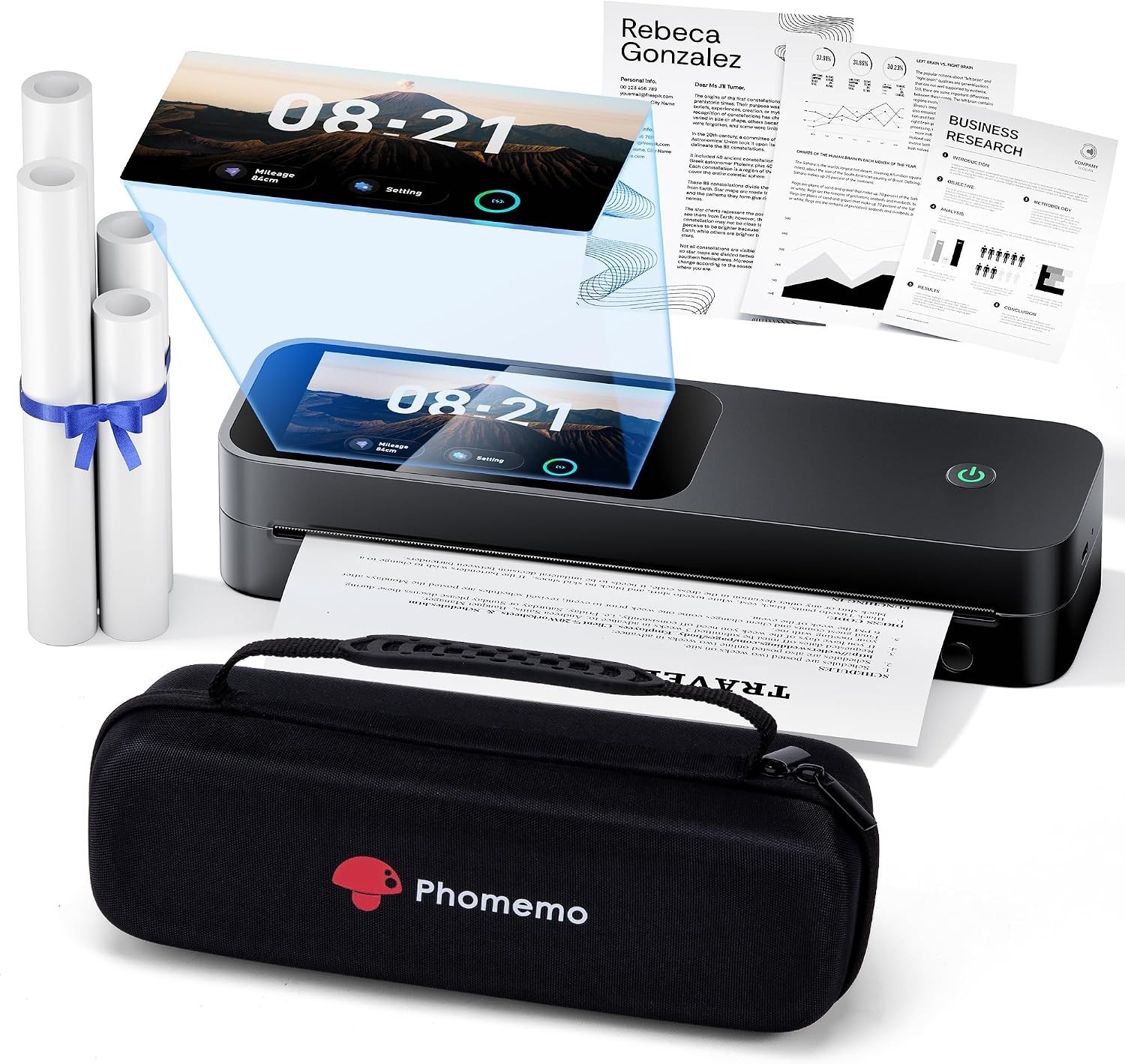 Phomemo M85 Touchscreen Portable Printers Wireless for Travel Small, Black