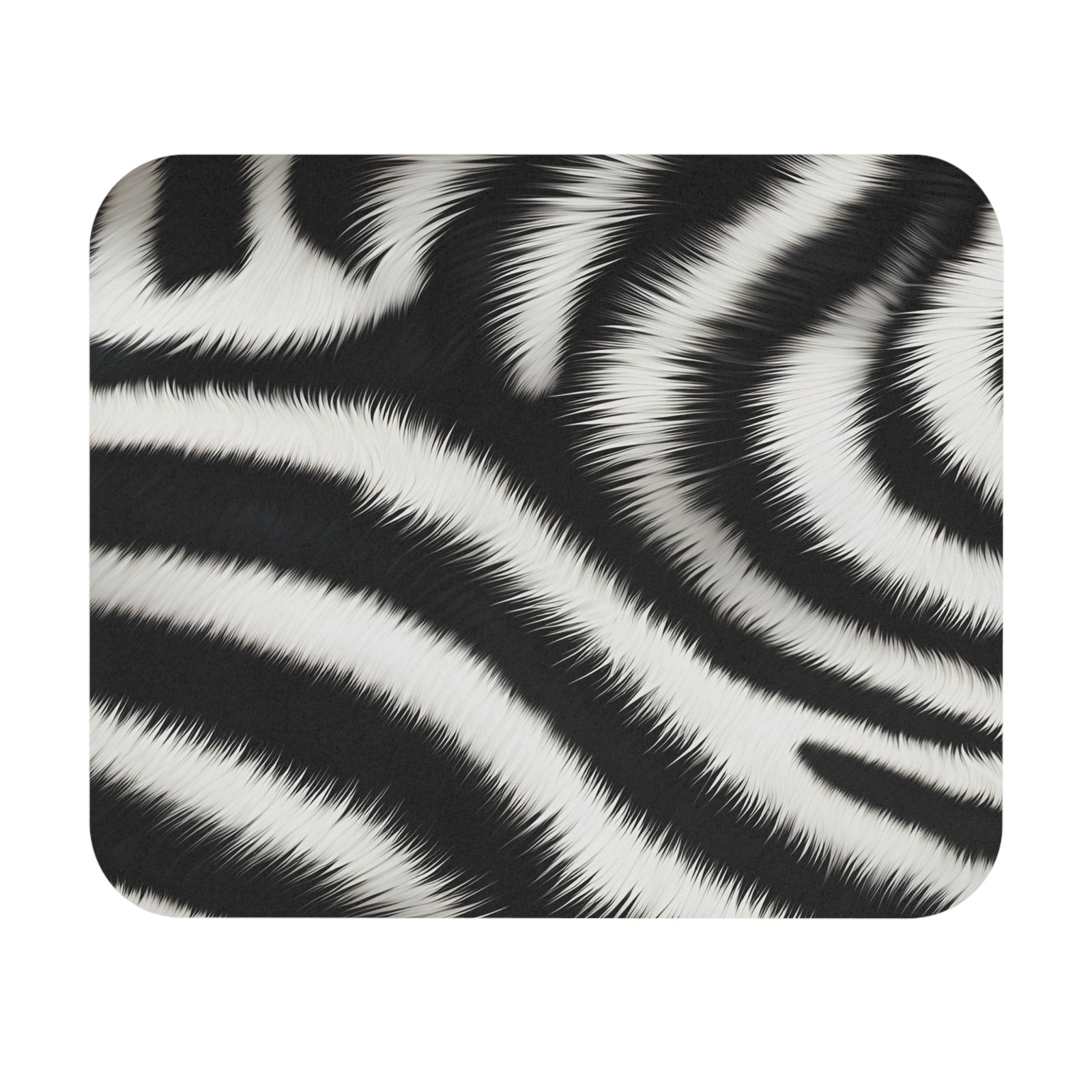 Zebra Fur Print Mouse Pad | Black White Stripes, Safari Animal Desk Mat