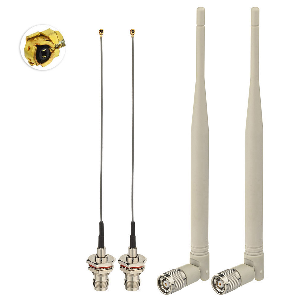 2.4GHz 5dBi RP-TNC Male WiFi Antenna with IPX U.PL Cable 2-Pack for Linksys