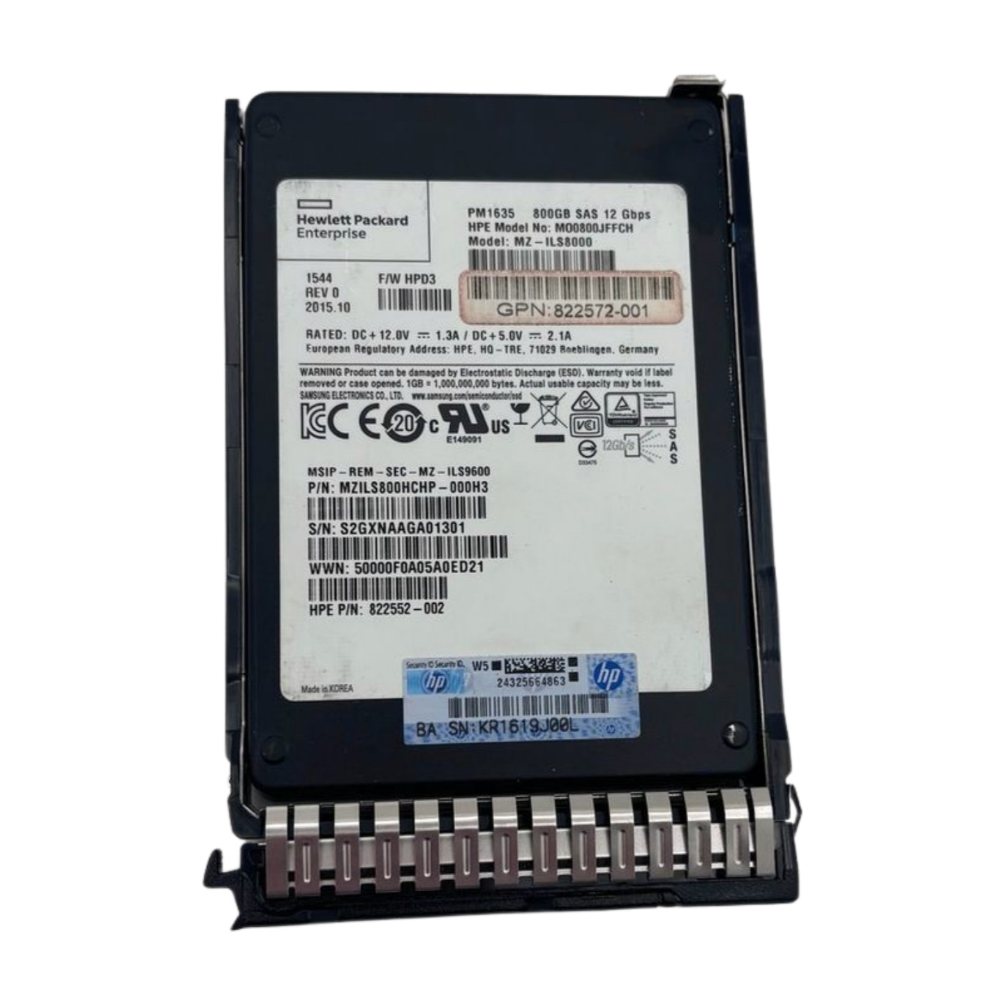 HPe 822786-001 800GB SAS 12G MIXED USE 2.5" Solid State Drive *Blank Tray* w60