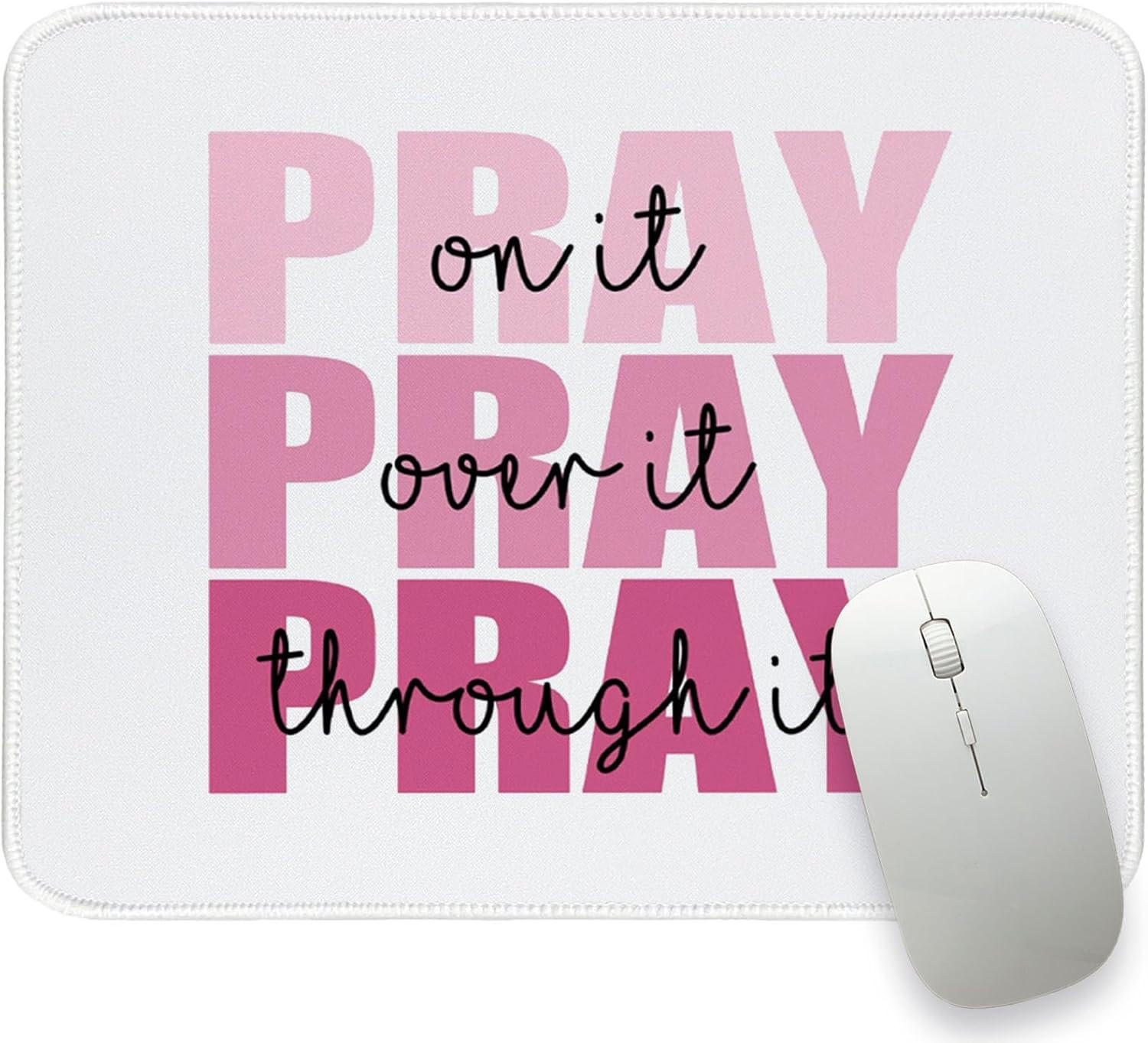 Pink Christian Mouse Pad Bible Verses Small Mouse Pads for Desk, Pray over It Pr