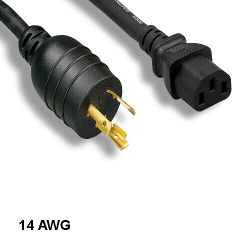 Kentek 6\' ft 14 AWG Power Cord NEMA L6-20P to IEC-60320 C13 15A/250V SJT Black