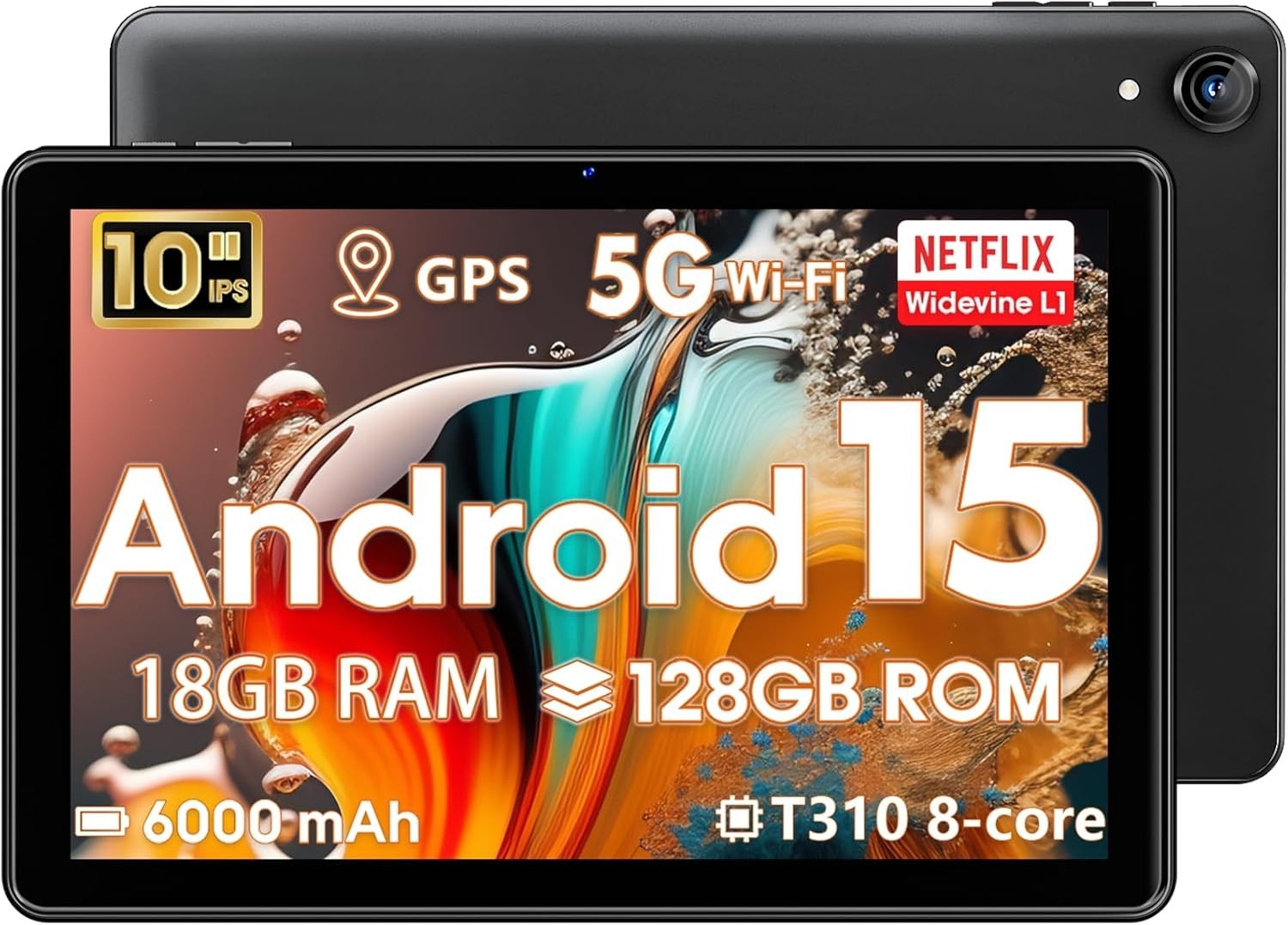 HiGrace 10 Inch Tablet Android 15 Octa Core Processor 18GB+128GB Black WiFi NEW