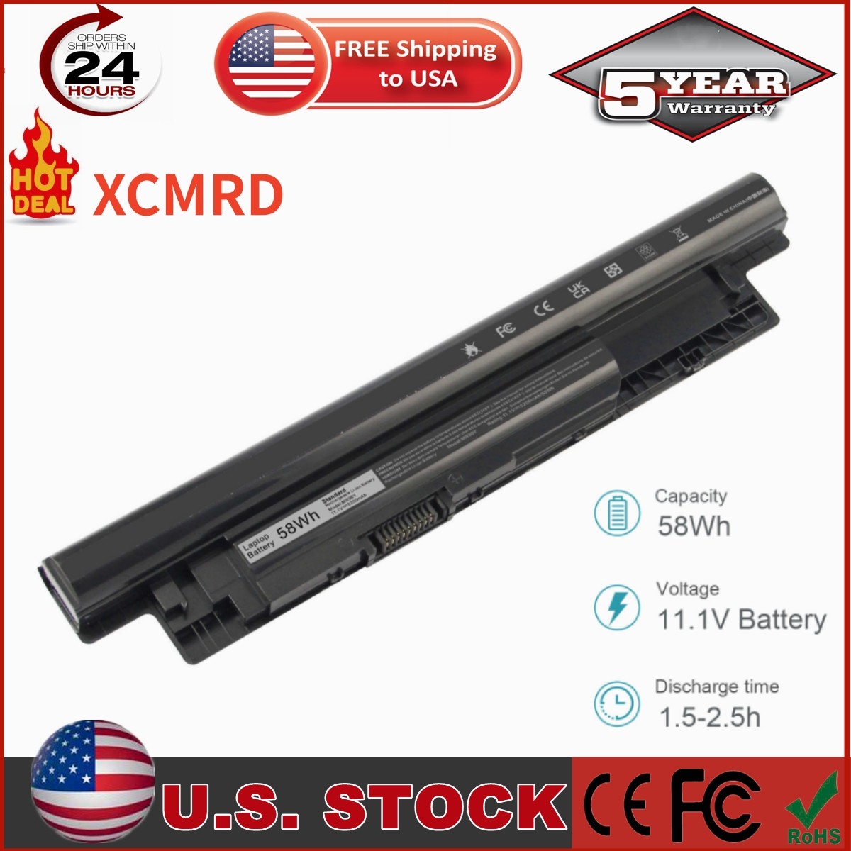 LOT 10 MR90Y XCMRD Battery for Inspiron 17R 5737 5721 17 5748 3721 15R 5537 5521