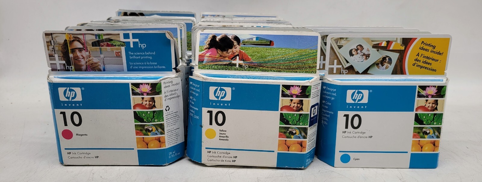 Lot of 28 HP 10 Ink cartridge Cyan C4841A Yellow C4842A Magenta C4843A EXP 2006
