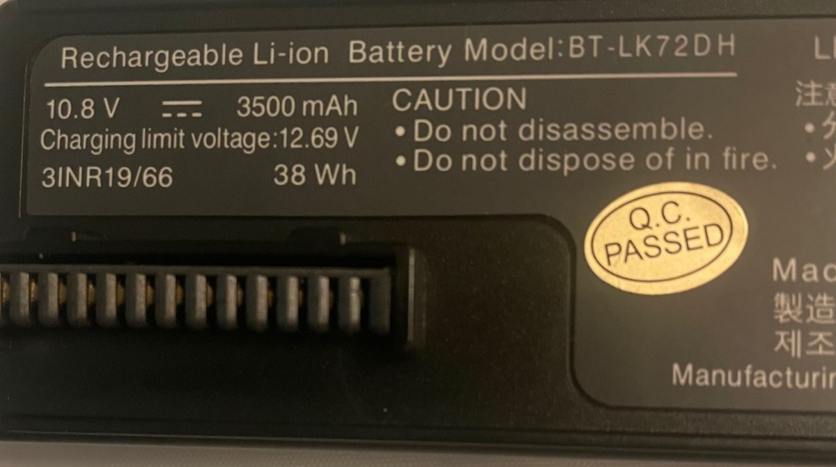 BT-LK-72DH Internal Battery for Canon PIXMA TR150 Mobile Printer 10.8V