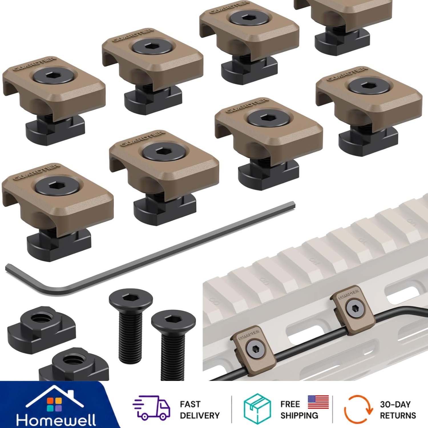Durable M-LOK Pressure Switch Cable Guides - 8 Pack for Secure Wire Management