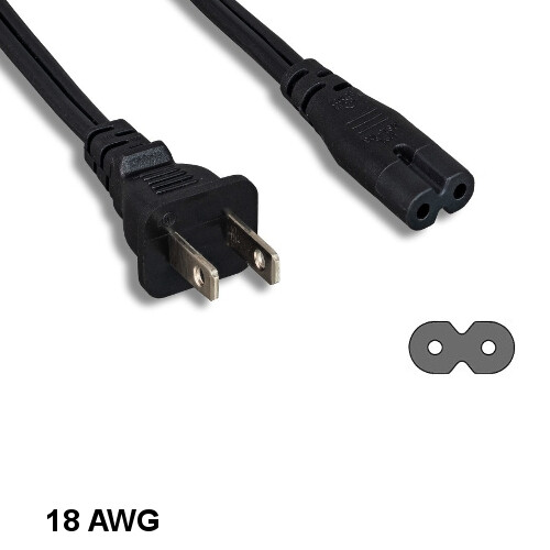 [Lot10] 10Ft Non-Polarized 2 Prong Power Cord NEMA 1-15P to C7 18AWG 10A/125V SP