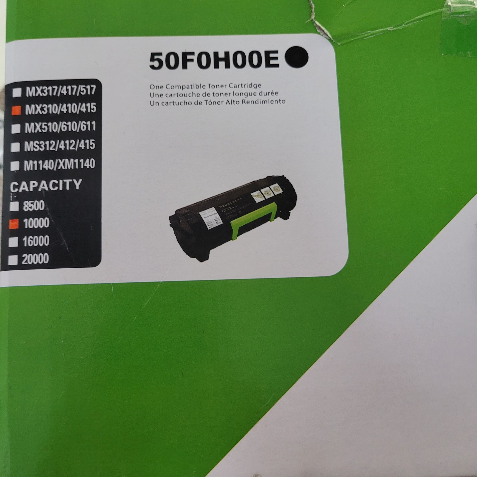 For Lexmark 50F0H00E High Yield Black Toner Cartridge for MX & MS Series 