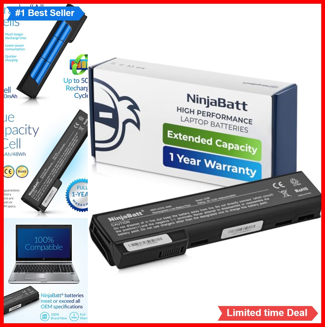 Laptop Battery 6 Cell Li-ion 4400mAh 10.8V 48Wh Rechargeable Replacement
