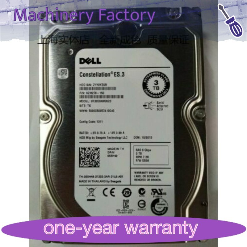 New DELL 055H49 55H49 ST3000NM0023 3TB 6GB/S 7.2K 3.5" SAS HDD Hard Drive