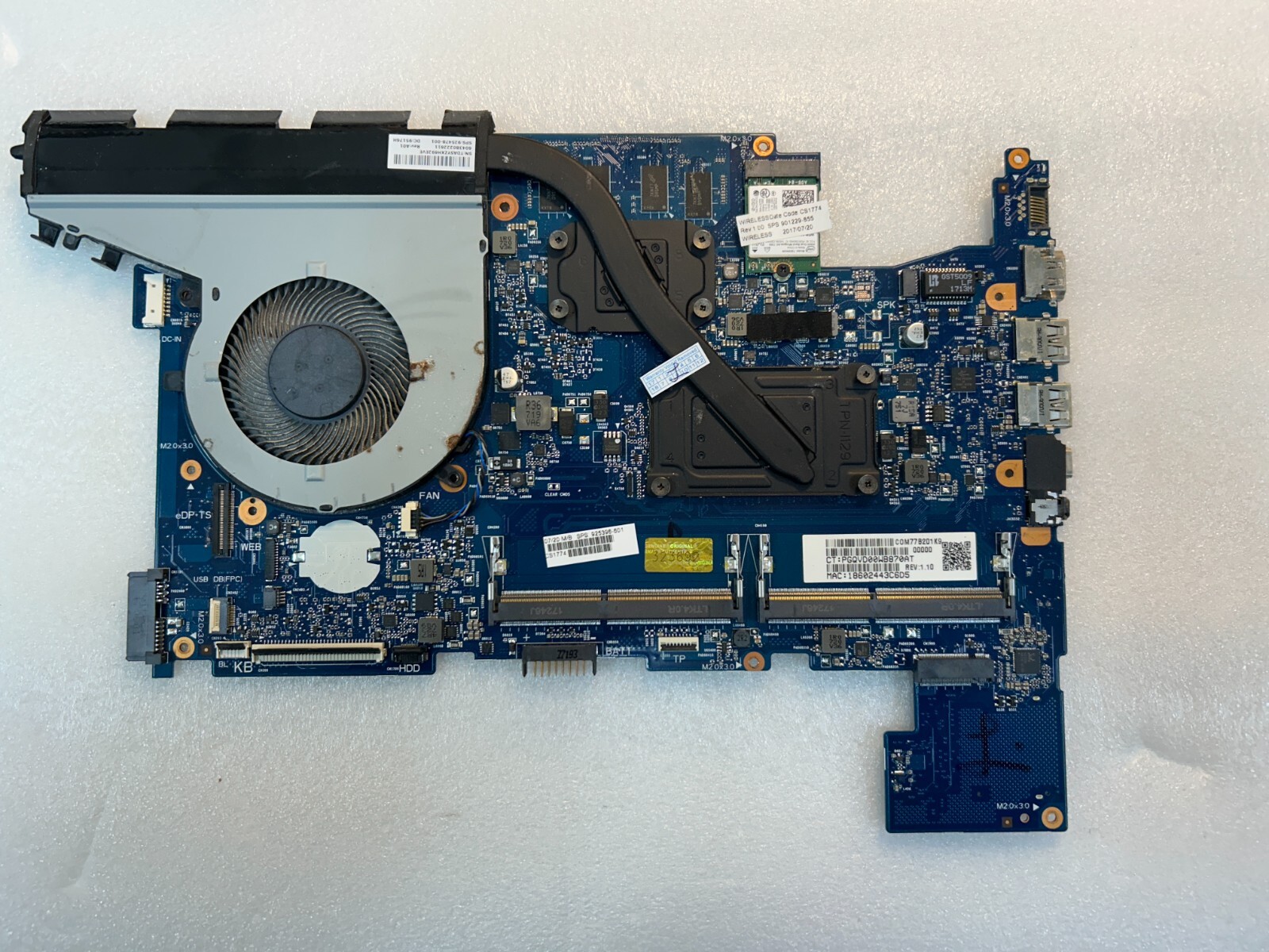 Original Used HP Envy 17" 17m-ae011dx Motherboard W/Core i7-7500U 2.7GHz Tested