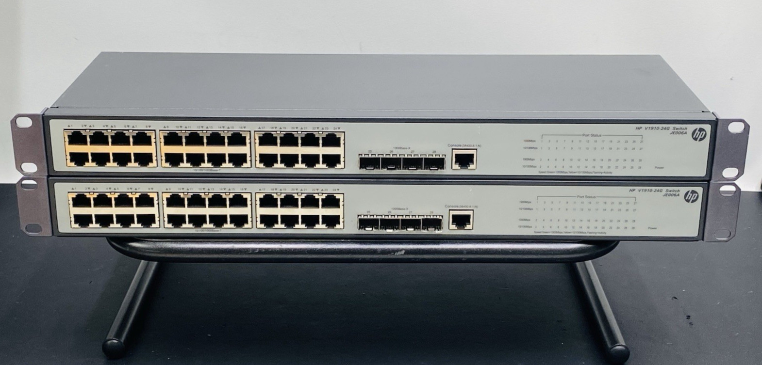 LOT OF 2 HP 3Com JE006A V1910-24G 24-Port L2+ Gigabit Managed Ethernet Switch