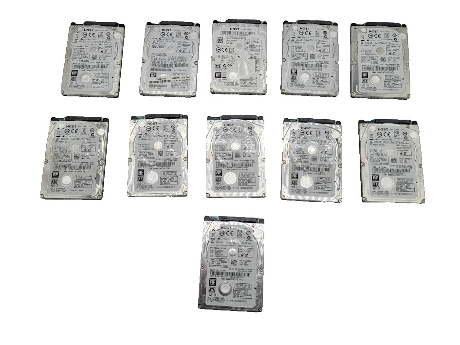Lot of 11  HGST Z7K500 HTS725050A7E630 500 GB 2.5" SATA Laptop Hard Drive