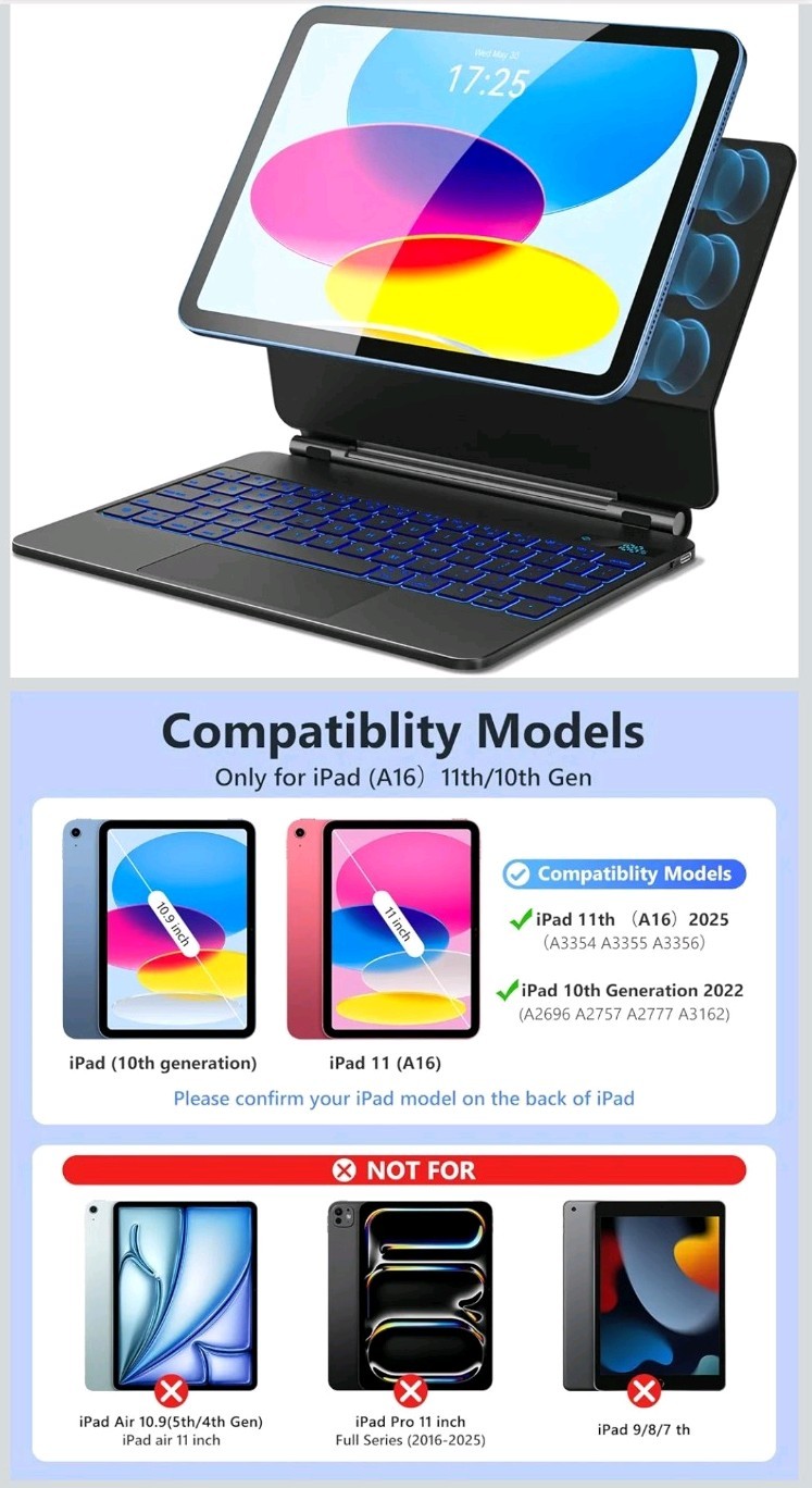 Fuwang iPad A16 10/11(2022/2025)Wireless Keyboard Case  