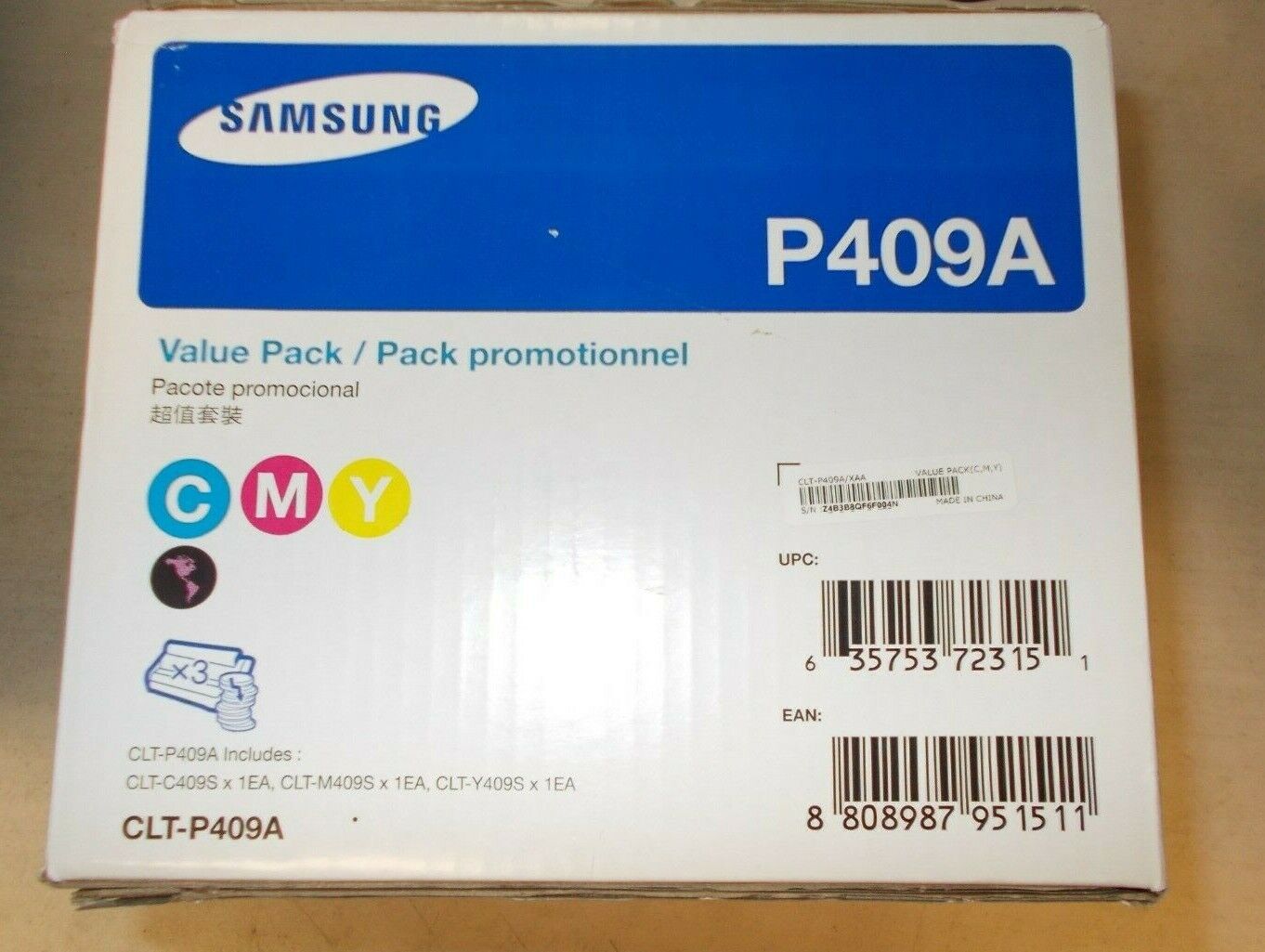 Genuine Samsung P409A Value Pack Toner Cartridge CLT-P409A New C409S M409S Y409S