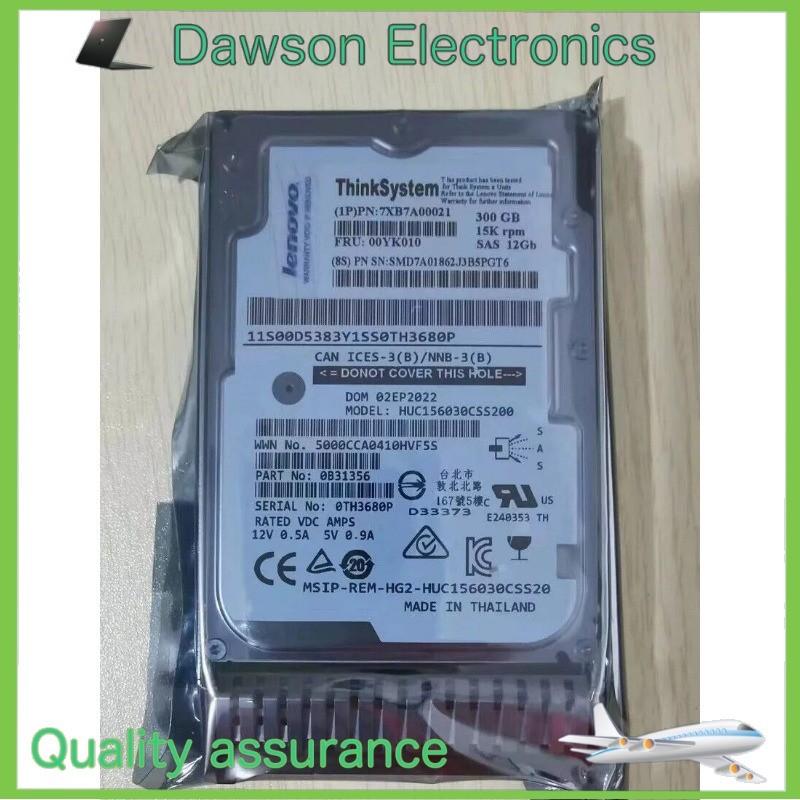 NEW Lenovo /IBM ThinkSystem 7XB7A00021 00YK010 300GB 15K 2.5" SAS 12G HARD DRIVE