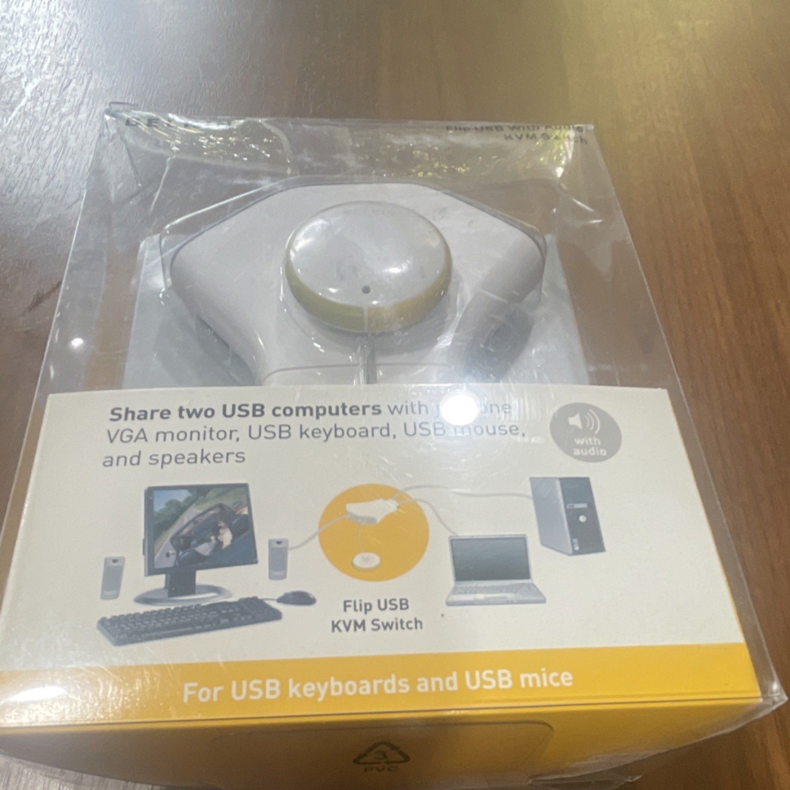 Belkin Flip USB VGA/3.5mm Audio KVM Switch 1:2 3.5ft Mac/Windows