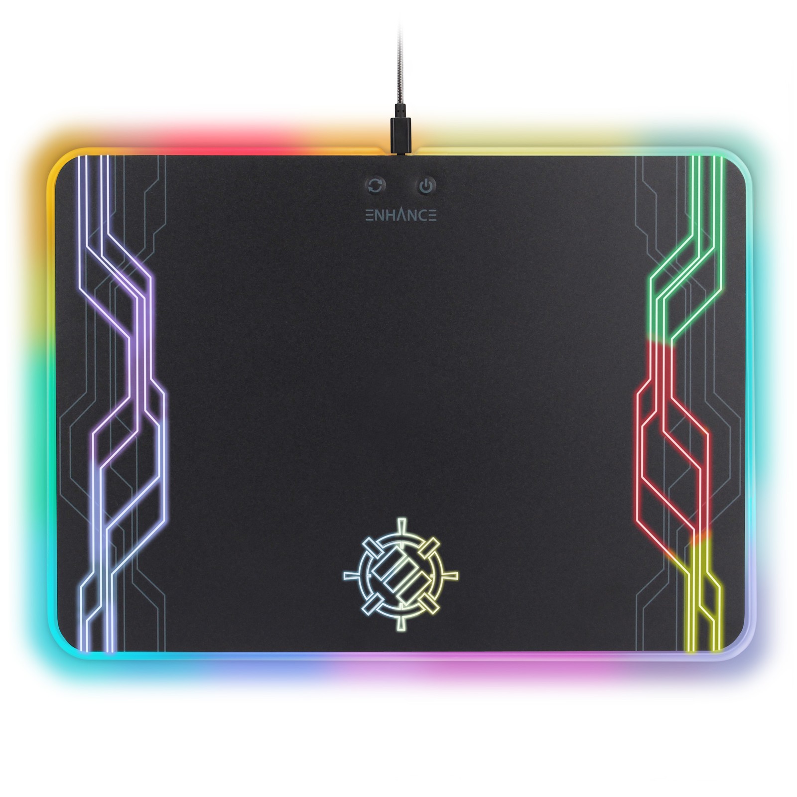 ENHANCE Large Hard Surface LED Gaming Mouse Pad - 7 RGB Light Up Modes