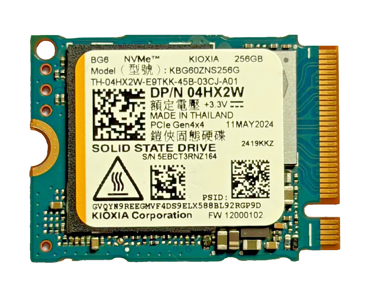 Kioxia BG6 KBG60ZNS256G 256GB NVMe SSD * 100% Health M.2 2230 PCIe Gen4
